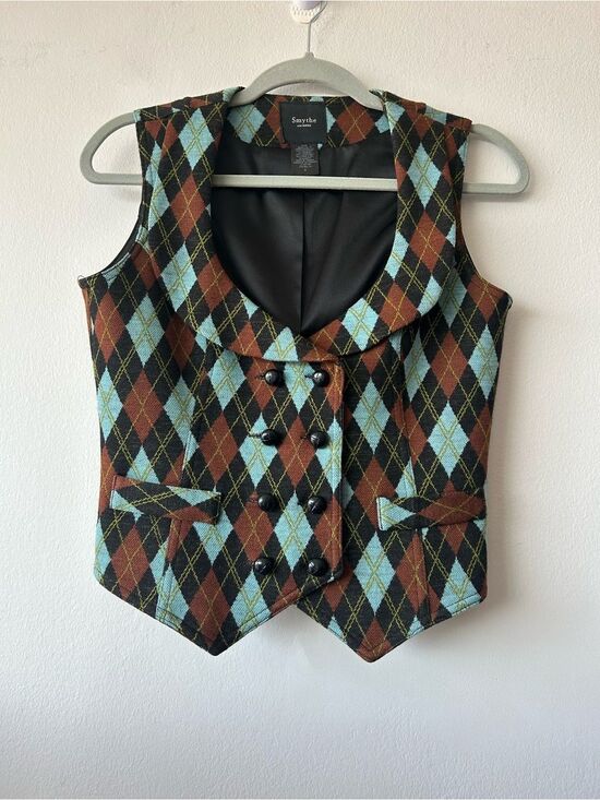 Smythe Jackets & Blazers - SMYTHE Argyle Wool Double-breasted Preppy Gilet Vest